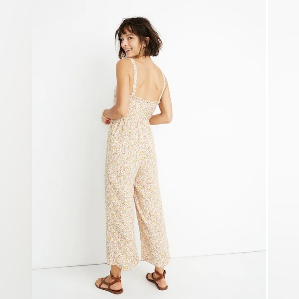 Madewell Pintuck Cami Jumpsuit in Blossoming Vines Floral Wide Leg - 8 - Picture 2 of 16